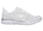 SKECHERS, sportieve damessneakers, met nappalederen afwerking WIT-ZILVER